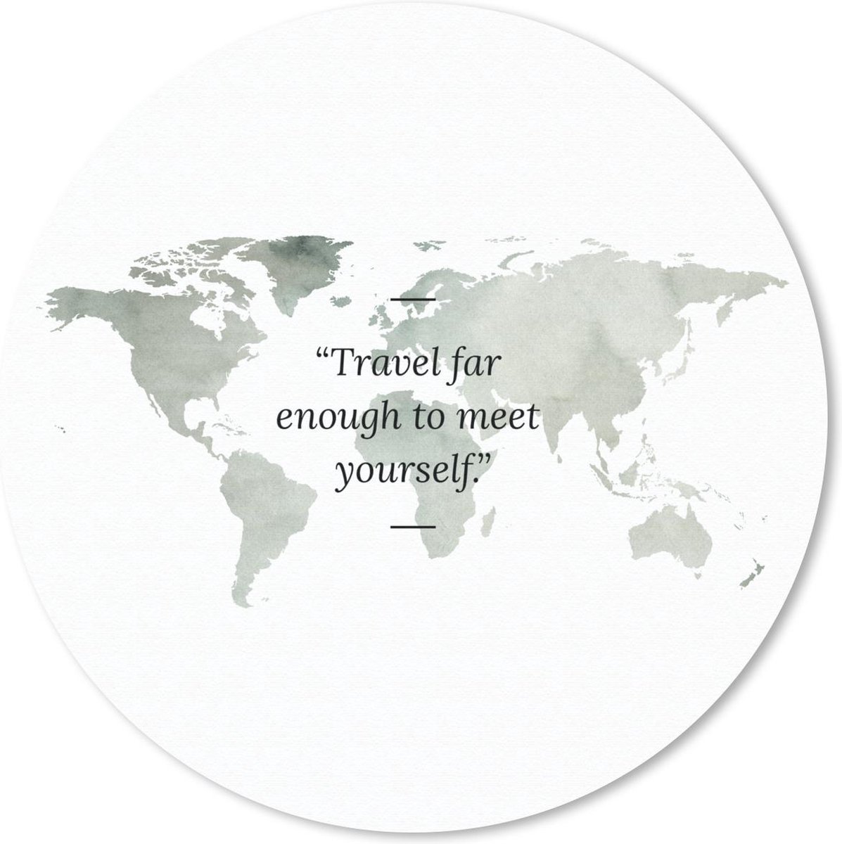 Muismat rond 40x40 cm - Mousepad Wereldkaart - Aquarel - Quote - Ronde muismatten
