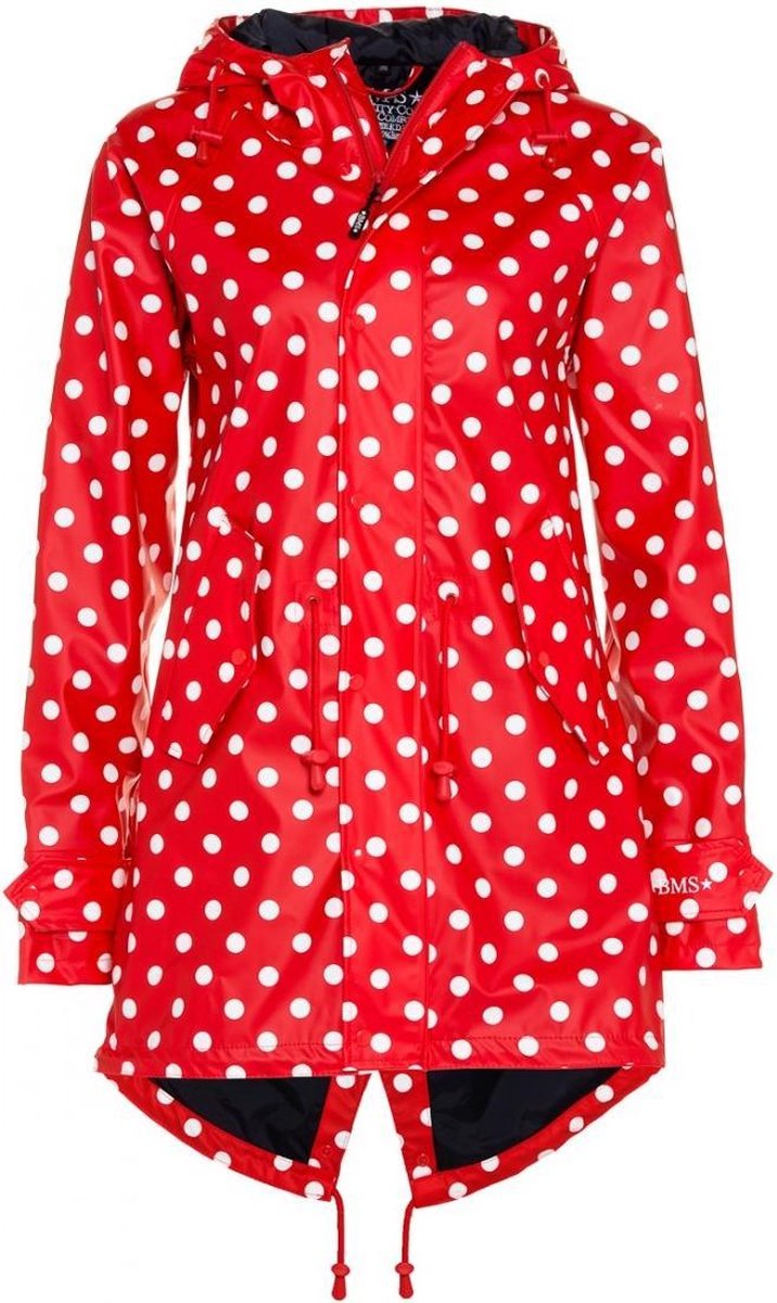 Rode dames regenjas met witte stippen parka HafenCity® van BMS Rood