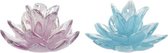 Kandelaars - candle holder glass 13x13x8,5 flower 2 mod. -