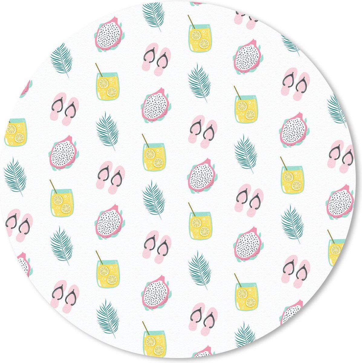 Muismat rond 50x50 cm - Mousepad Zomer - Pastel - Patroon - Ronde muismatten