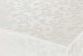 Tafelzeil/tafelkleed Damast ivoor witte barok krullen print 140 x 180 cm - Tuintafelkleed