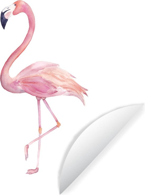 WallCircle - Muurstickers - Behangcirkel - Flamingo - Veren - Roze - 100x100 cm - Muurcirkel - Zelfklevend - Ronde Behangsticker XXL