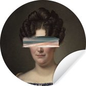 WallCircle - Muurstickers - Behangcirkel - Kunst - Vrouw - Verf - ⌀ 30 cm - Muurcirkel - Zelfklevend - Ronde Behangsticker