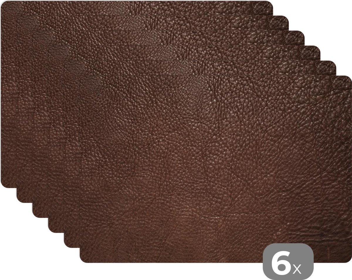 Placemats - Bruin - Lederlook - Hittebestendig - Anti-Slip - Afneembaar - 45x30 cm - [stuks}