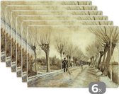 Placemat - Placemats kunststof - Weg in Etten - Vincent van Gogh - 45x30 cm - 6 stuks - Hittebestendig - Anti-Slip - Onderlegger - Afneembaar