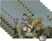 Placemat - Placemats kunststof - Bloemen - Oude Meesters - Olieverf - 45x30 cm - 6 stuks - Hittebestendig - Anti-Slip - Onderlegger - Afneembaar