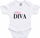 Mini Diva tekst baby rompertje wit jongens en meisjes - Kraamcadeau - Babykleding 80 (9-12 maanden)