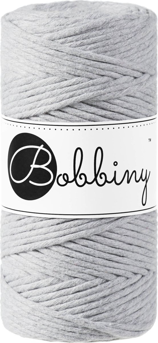 Bobbiny - Macramé - 3mm - Light Grey - Klos 100 meter
