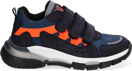 Braqeez 421971-529 Jongens Lage Sneakers - Blauw/Oranje - Textiel -  Klittenband | bol
