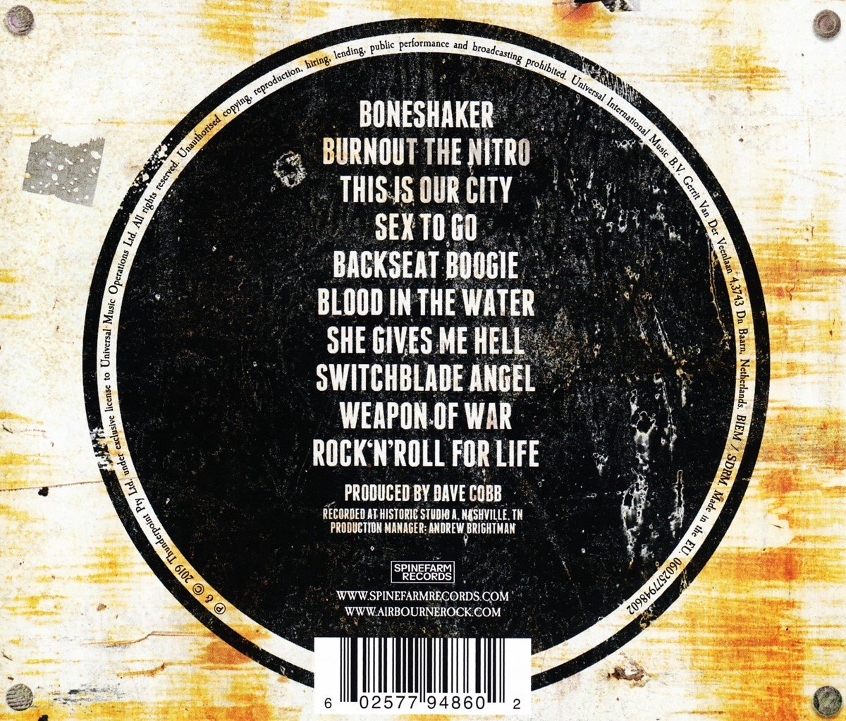 Biker Boneshaker | Airbourne Capucha Con Cremallera | EMP