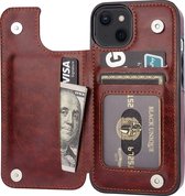 ShieldCase geschikt voor Apple iPhone 13 wallet case - bruin