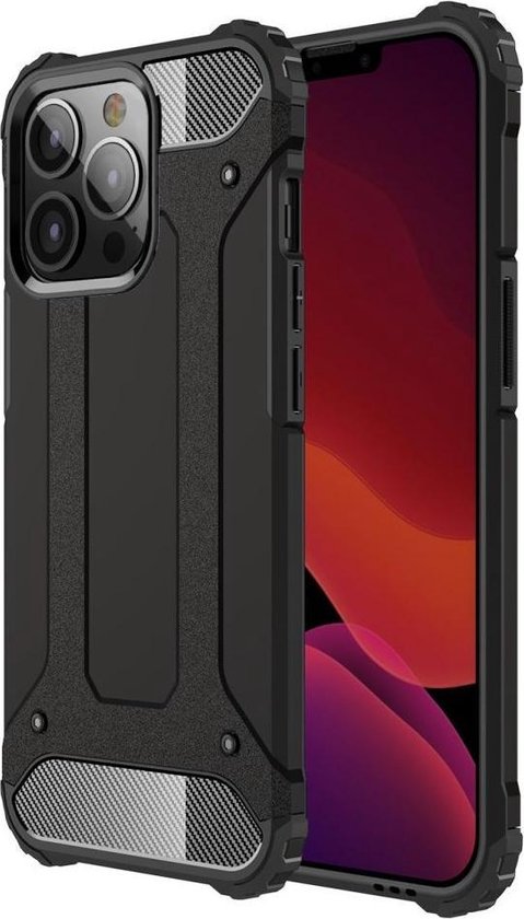 Hoesje Geschikt voor Apple iPhone 13 Pro | Shock Proof | Hybride Back Cover | Beschermhoes | Schokbestendig | Extra bescherming | Zwart