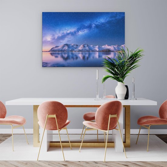 Artaza - Peinture sur toile - Voie lactée dans les Montagnes enneigées - 90x60 - Photo sur toile - Impression sur toile