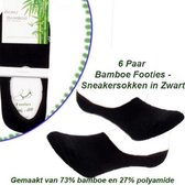 6 Paar Origineel Bamboe Footies -Sneakersokken in Zwart-Maat 39-42