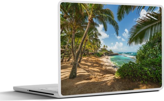 Foto: Laptop sticker 14 inch uitzicht op de zee tussen de palmbomen op maui 32x5x23x5cm laptopstickers laptop skin cover