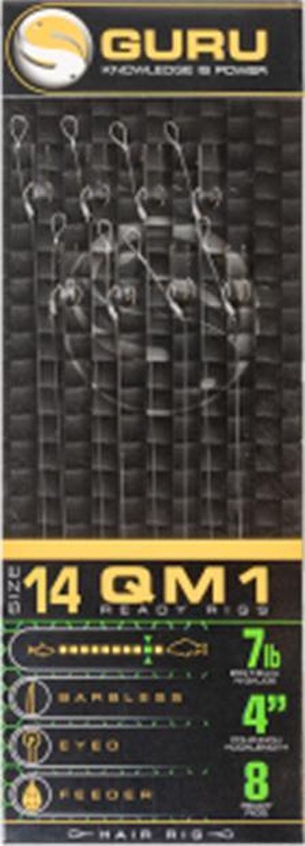 Guru QM1 Standard Hair - 4 Inch - Haakmaat 14 - 0.19mm - Onderlijn - Transparant