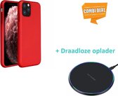 Silicone Case Geschikt Voor Apple Iphone 11 Pro Max - Rood Met Draadloze Oplader