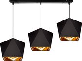 Hangende spinlamp met gouden binnenkant en diamantachtige kappen