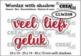 Crealies Wordzz with shadow snijmallen - Veel liefs / geluk