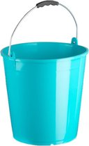 Seau de nettoyage bleu/seau de ménage 15 litres 32 x 31 cm - Seau en plastique/plastique avec anse en métal