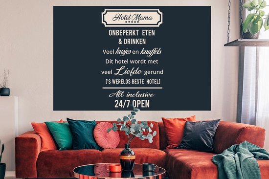 Affiche Fête des Mères - Citation Hotel mama - bleu - 180x120 cm XXL