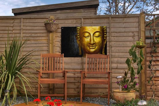 Décoration de jardin Bouddha - Zwart - Or - 60x40 cm - Poster jardin