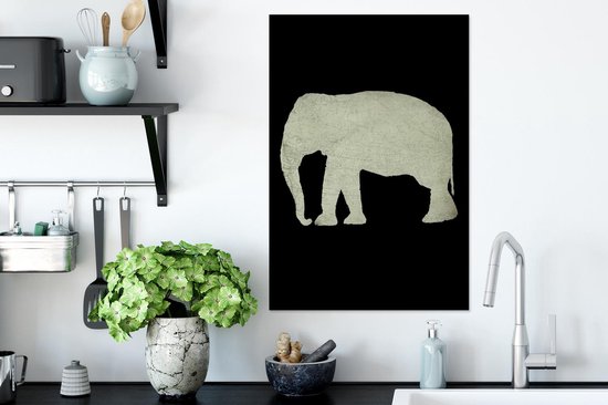 Cadre photo avec affiche - Éléphant - Carte - Rétro - 40x60 cm - Cadre pour affiche