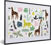 Fotolijst incl. Poster - Jungle - Patronen - Dieren - 40x30 cm - Posterlijst