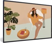 Fotolijst incl. Poster - Vrouwen - Kleding - Interieur - Pastel - 90x60 cm - Posterlijst
