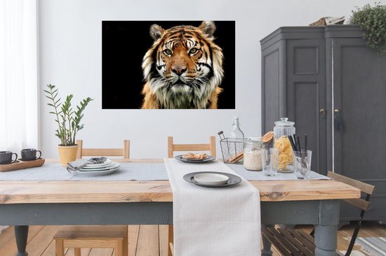 Poster Tijger - Zwart - Portret - 120x80 cm