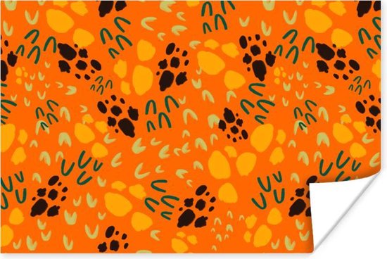 Poster Sporen - Oranje - Patroon - 90x60 cm