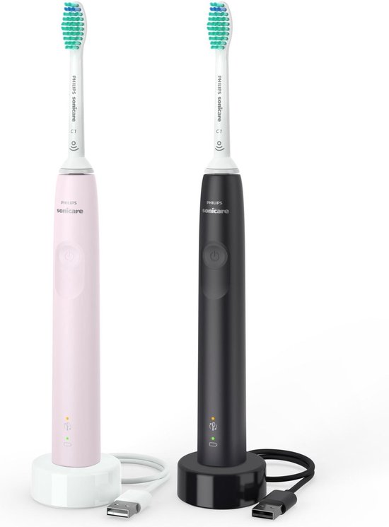 Praten tegen Netjes Flash Philips Sonicare Series 3100 HX3675/15 - Elektrische tandenborstel - Zwart  & Roze -... | bol.com