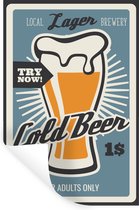 Muurstickers - Sticker Folie - Mancave - Bier - Vintage - Cold Beer - 40x60 cm - Plakfolie - Muurstickers Kinderkamer - Zelfklevend Behang - Zelfklevend behangpapier - Stickerfolie
