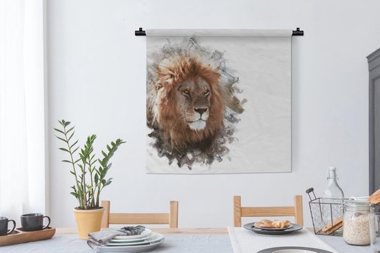 Tapisserie - Tapisserie - Lion - Ligne - Couleurs - 90x90 cm - Tapisserie