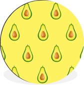 WallCircle - Wandcirkel - Muurcirkel - Avocado - Patroon - Fruit - Aluminium - Dibond - ⌀ 60 cm - Binnen en Buiten