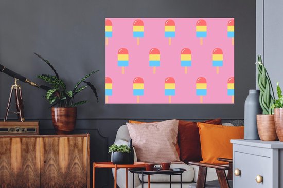 Stickers muraux - Sticker Foil - Glace - Motifs - Rose - 120x80 cm - Film Adhésif - Stickers muraux Chambre Enfant - Papier Peint Autocollant