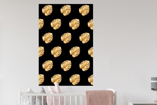 Stickers muraux - Feuille autocollante - Or - Monstera - Motif - 80x120 cm - Feuille adhésive - Stickers muraux chambre enfant - Papier peint autocollant - Papier peint autocollant - Feuille autocollante