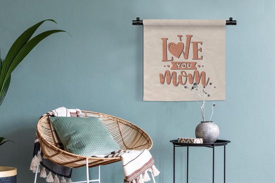 Tapisserie murale - Tissu mural - Je t'aime maman - Maman - Citations - Dictons - 60x60 cm - Tapisserie