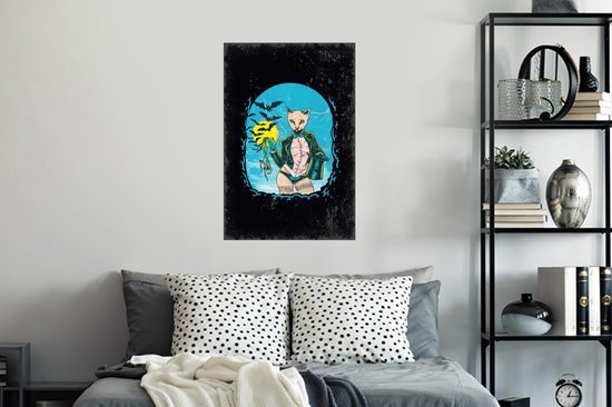 Stickers Stickers muraux - Vintage - Chat - Chapeau - 40x60 cm - Film adhésif