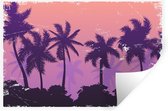 Muurstickers - Sticker Folie - Palmboom - Nacht - Zomer - Tekening - 30x20 cm - Plakfolie - Muurstickers Kinderkamer - Zelfklevend Behang - Zelfklevend behangpapier - Stickerfolie