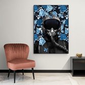 Poster Flower Pilot Blue - Plexiglas - Meerdere Afmetingen & Prijzen | Wanddecoratie - Interieur - Art - Wonen - Schilderij - Kunst