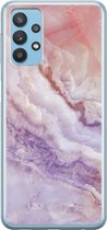 Samsung Galaxy A32 Telefoonhoesje - Transparant Siliconenhoesje - Flexibel - Met Marmerprint - Marmer - Roze
