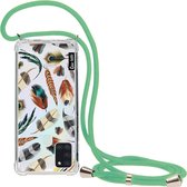 Casetastic Samsung Galaxy A21s (2020) Hoesje met koord - Lanyard Case - Feathers Multi Print