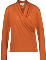Cyell FALLING LEAF dames pyjamatop lange mouwen - oranje - Maat 44 Oranje maat 44 (XXL)