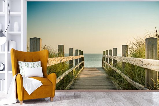 Papier peint - Papiers Papier peint photo Clôture - Chemin - Mer - Largeur 330 cm x Hauteur 220 cm