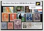 De oude en nieuwe kerk van Delft - Typisch Nederlands postzegel pakket & souvenir. Collectie met verschillende postzegels van De oude en nieuwe kerk van Delft – kan als ansichtkaar