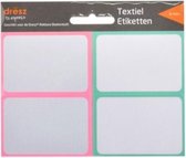 etiketten textiel 7 x 5 cm wit/roze/mintgroen 8 stuks
