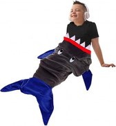 deken haaienstaart polyester grijs/ blauw
