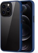 Ming Shield Hybrid Frosted transparante pc + TPU krasvast schokbestendig hoesje voor iPhone 13 Pro Max (blauw)