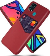 Voor Samsung Galaxy F41 Doek Textuur PC + PU lederen achterkant Schokbestendig hoesje met kaartsleuf (rood)